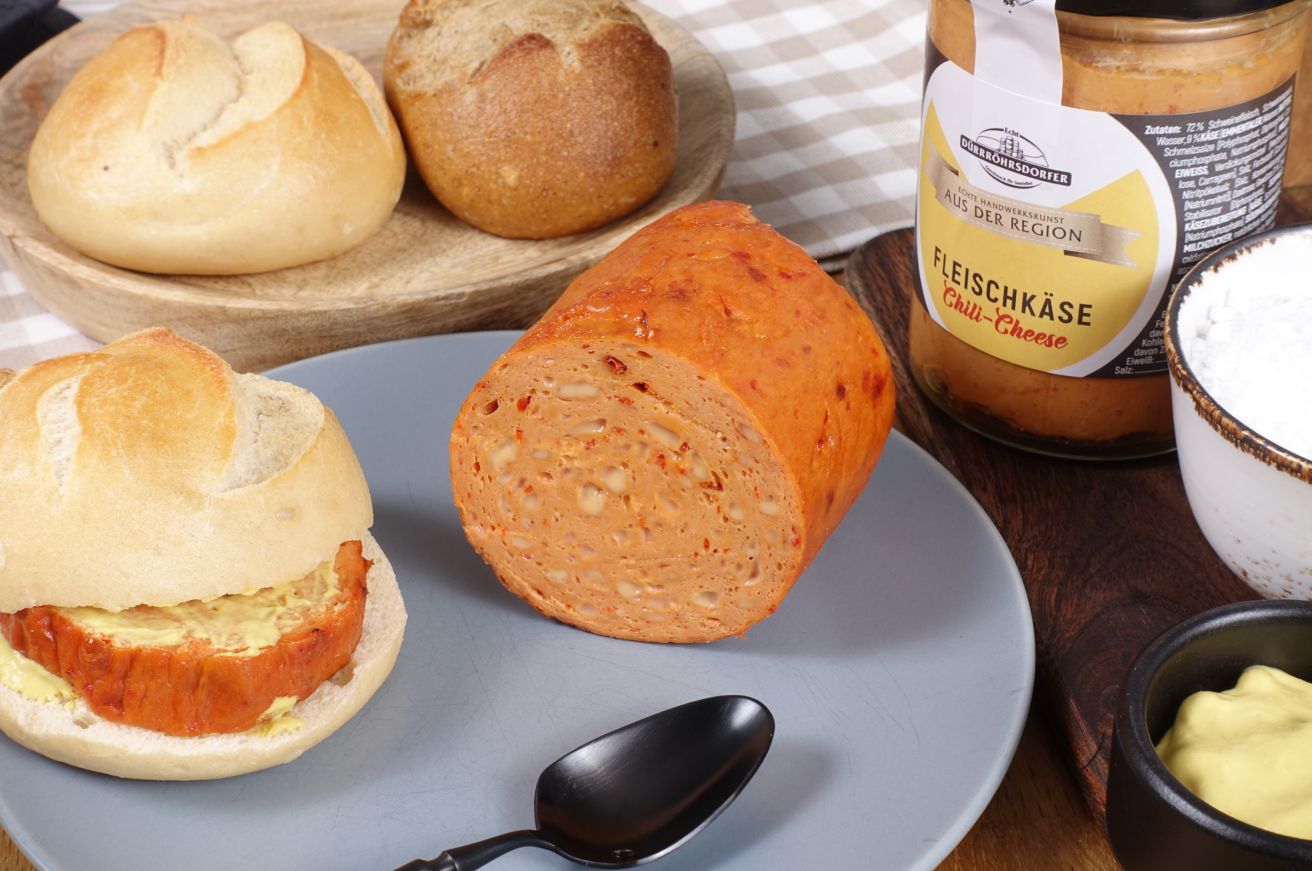 Chili-Cheese-Fleischkäse im Glas