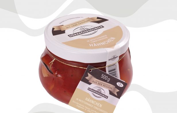 Hähnchen in mediterraner Tomatensoße im Glas